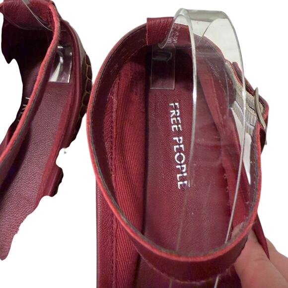 Free People Mason Ballet Espadrille Flat Women’s 9/39 Red Leather Strap NEW - Picture 4 of 7